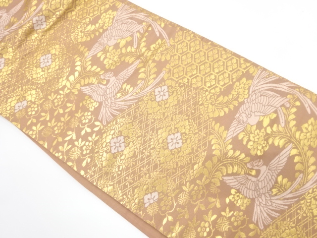 JAPANESE NAGOYA OBI / WOVEN FLOWER CREST